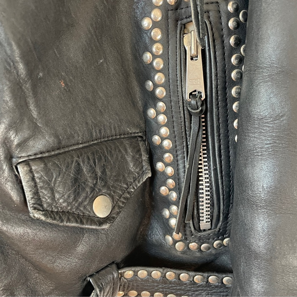 Vintage Nice London Studded black leather motorcycle jacket moto coat M - Picture 6 of 15